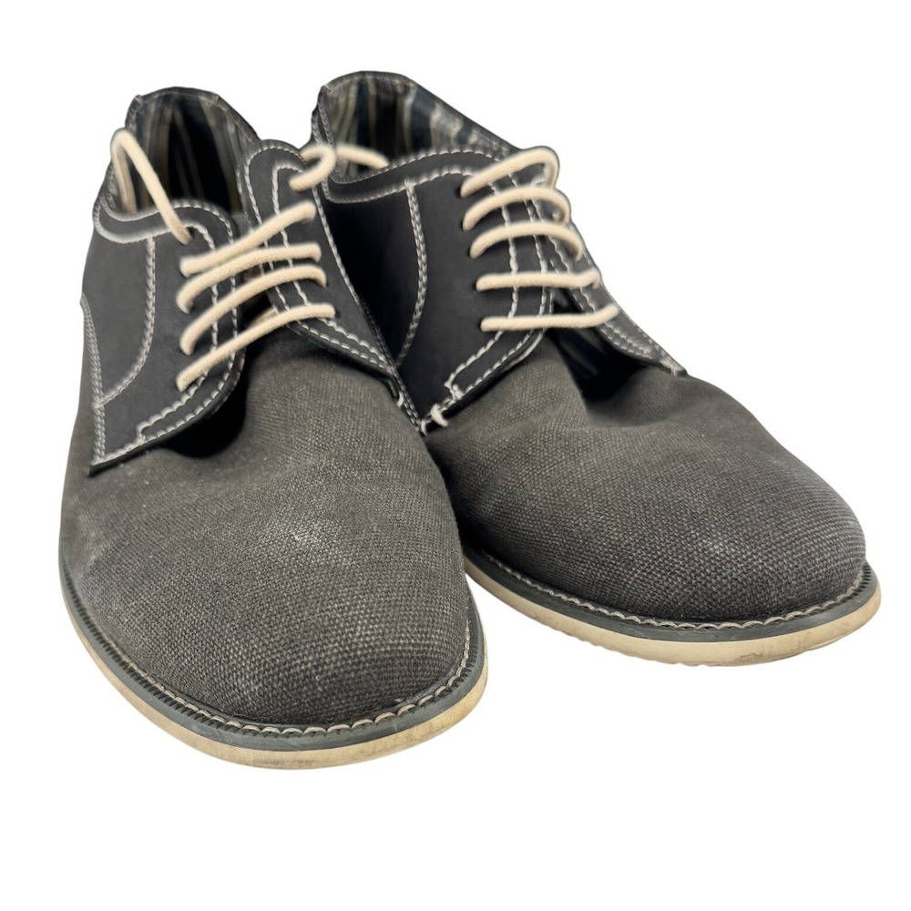 Steve Madden Taro Oxford Shoes Mens 10 Gray Canvas Contrast Stitch‎ Lace  M-TARO